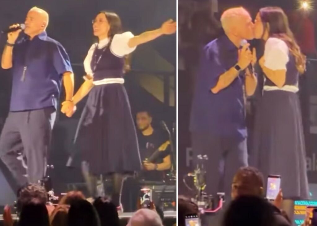 Aurora Ramazzotti sceglie un look particolare per cantare con il padre alla prima data del tour mondiale di Eros Ramazzotti: guarda