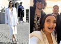 Elettra Lamborghini in total white per l’incontro al Quirinale col Presidente: spicca per il look elegante e sofisticato, foto