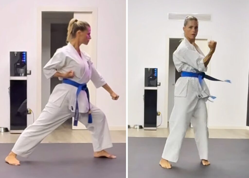 Michelle Hunziker a 49 anni sempre più appassionata di karate Michelle Hunziker a 49 anni sempre più appassionata di karate