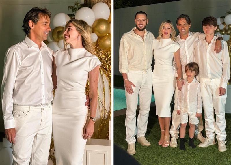 Simone Inzaghi festeggia 50 anni con un party white and gold