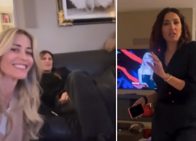 Elena Santarelli fa una cena con le amiche per vedere la sua intervista a Belve