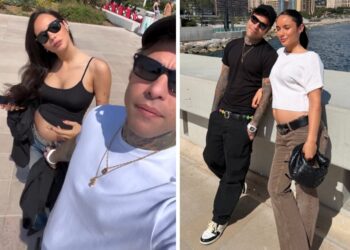 Fedez e Giulia Honegger a passeggio a Monte Carlo: la stilista col look estivo mostra il pancione, guarda