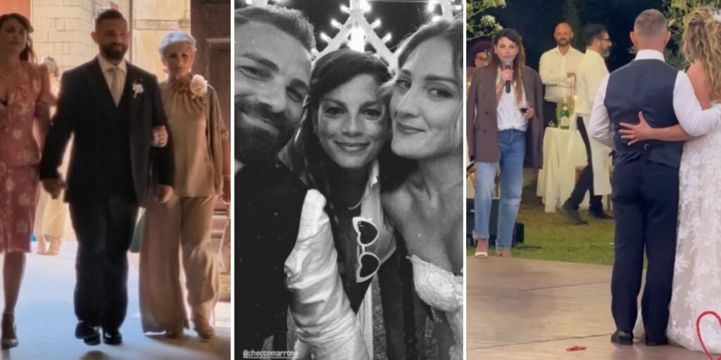 Emma Marrone alle nozze del fratello Francesco: è lei ad accompagnarlo insieme alla mamma all’altare, guarda