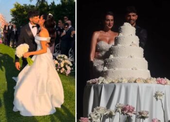 Valentina Vignali e Fabio Stefanini si sono sposati: nozze da favola al Castello di Bracciano con tre abiti da sogno, guarda